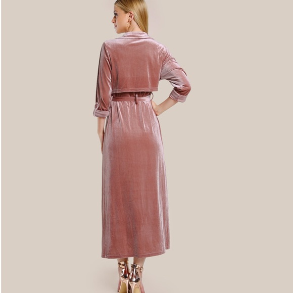 ✨Blush Pink Velvet Velour Belted Duster✨ - Picture 2 of 6