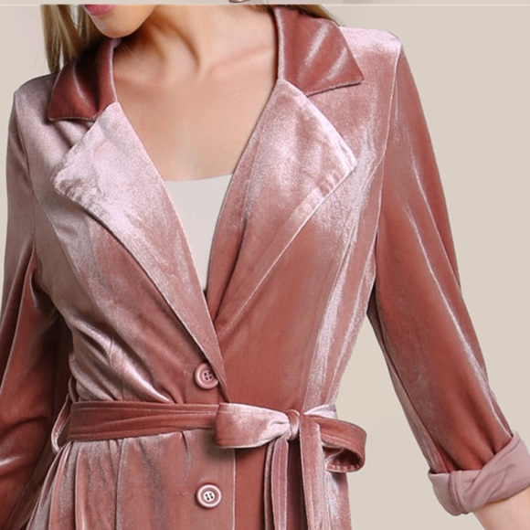 ✨Blush Pink Velvet Velour Belted Duster✨ - Picture 4 of 6