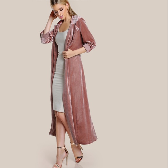 ✨Blush Pink Velvet Velour Belted Duster✨ - Picture 5 of 6