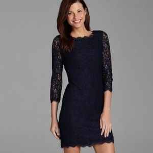 Lulu's Adrianna Papel NAVY BLUE LACE DRESS