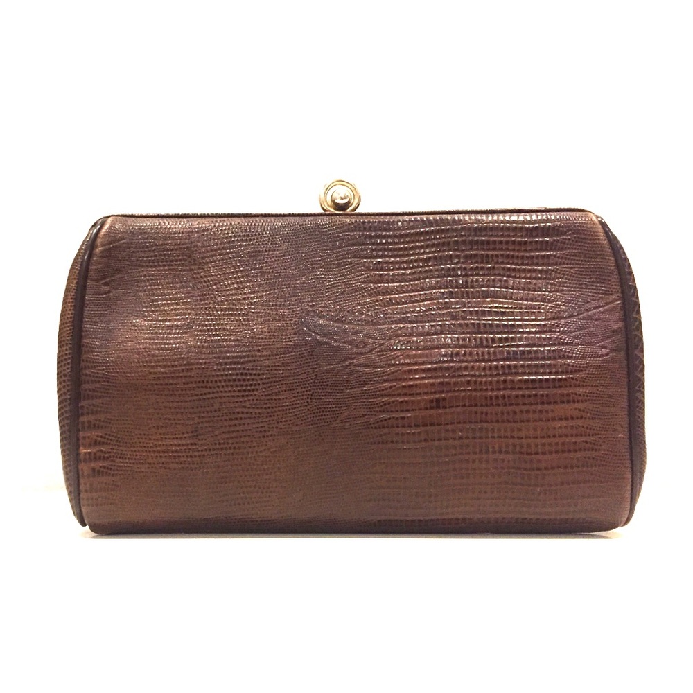 Vintage Brown Alligator Leather Clutch