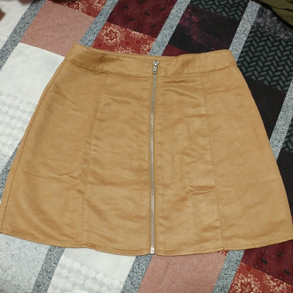 Zip front boho mini skirt