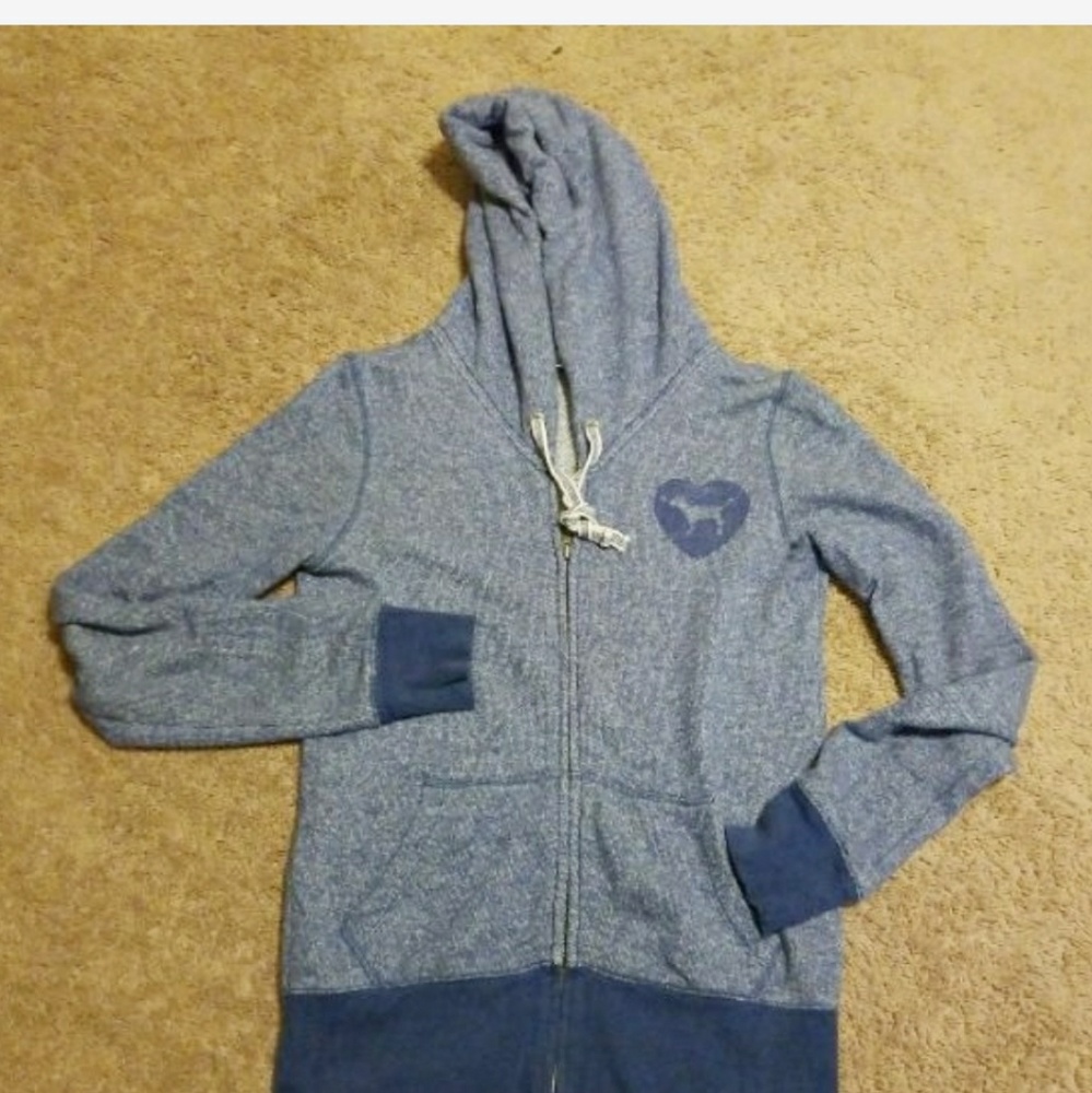 PINK VS BLUE FLEECE ZIP UP HOODIE SWEATER