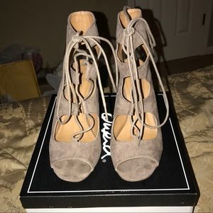 Chunky lace up booties/heels