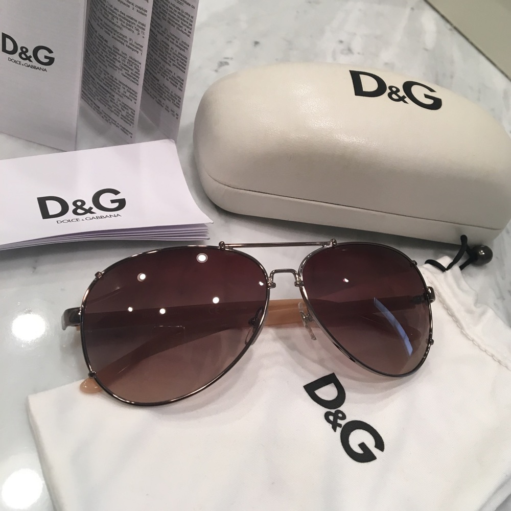 🌷D&G Pilot Aviator Sunglasses w/ Case & Dust Bag