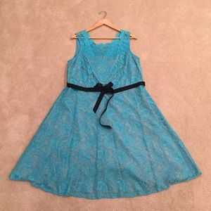 Calvin Klein Sky Blue Crotchet Dress, Size 16