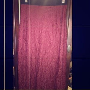 Maroon Below The Knee Lace H&M Pencil Skirt