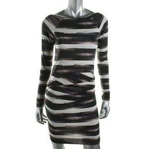 Rachel Roy 3/4 sleeve ruched dress black/purple