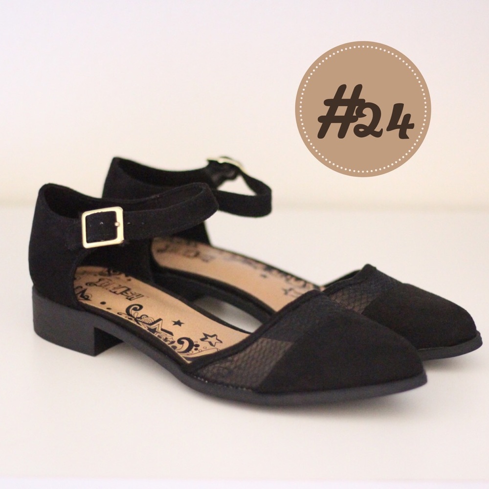 Black Ankle Strap Flats Sandals