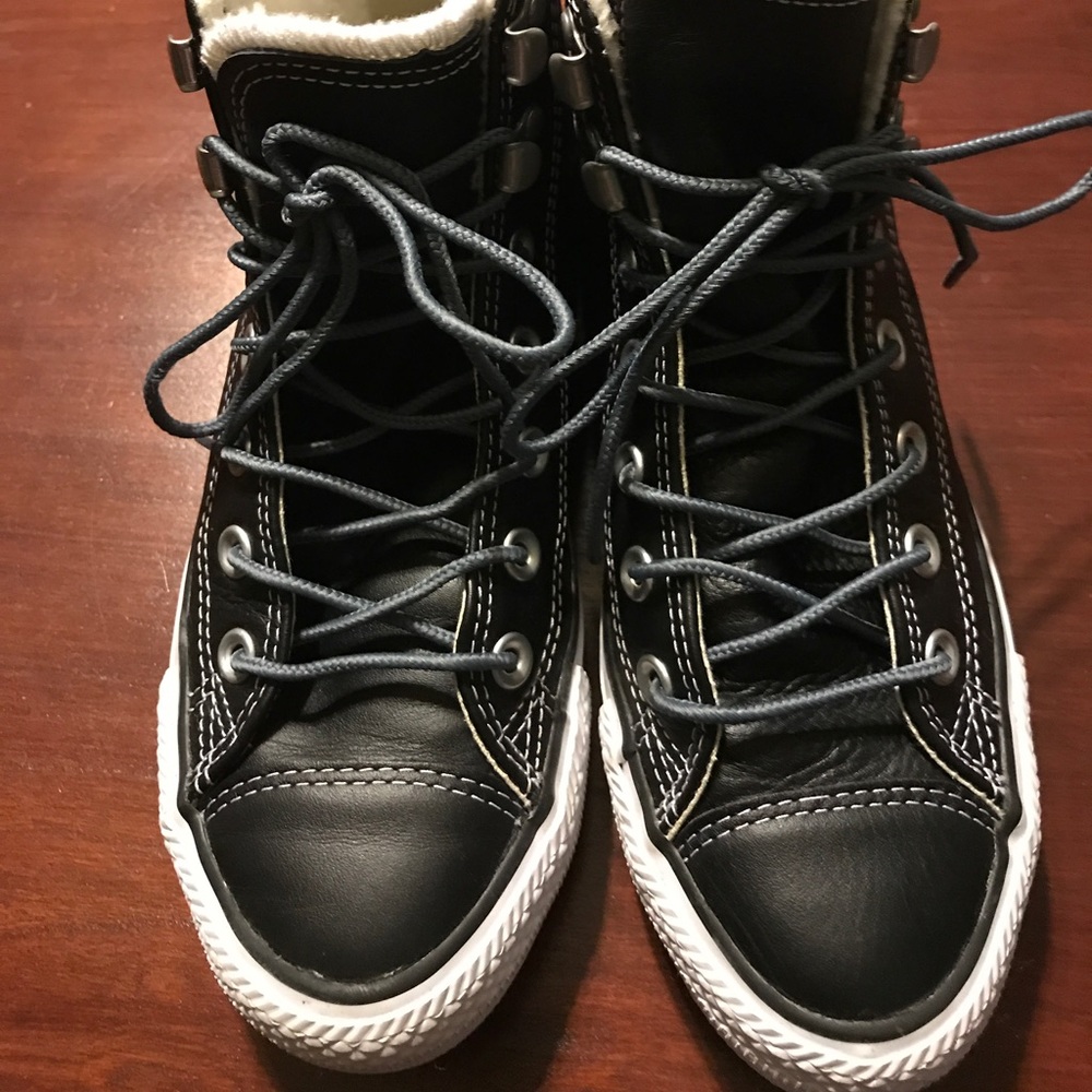Leather high top converse