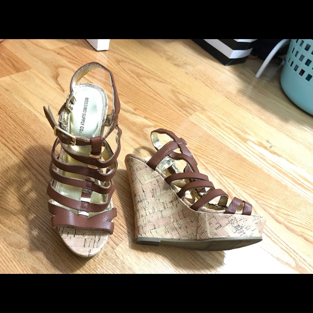 Strappy cork wedges