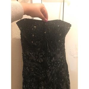 Black lace evening gown