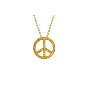 Peace sign necklace with diamonds