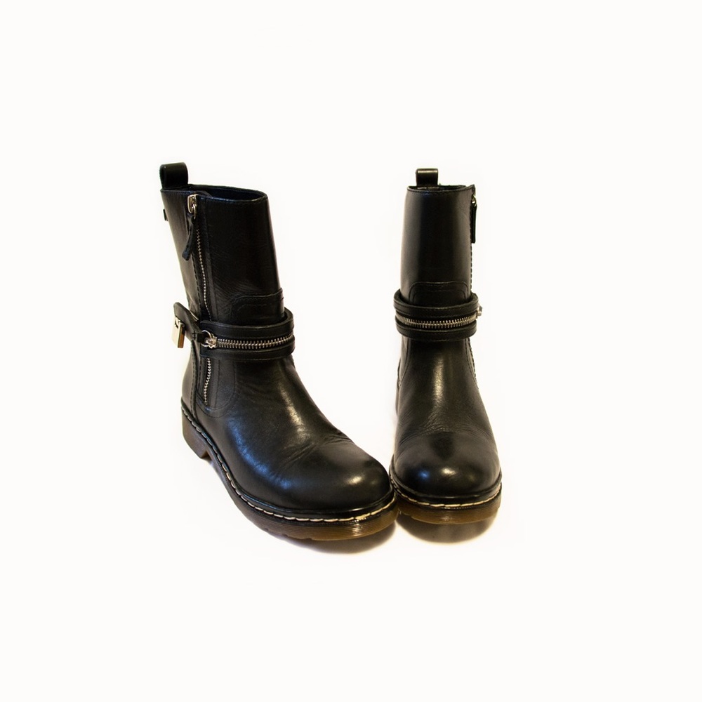 Black leather boots