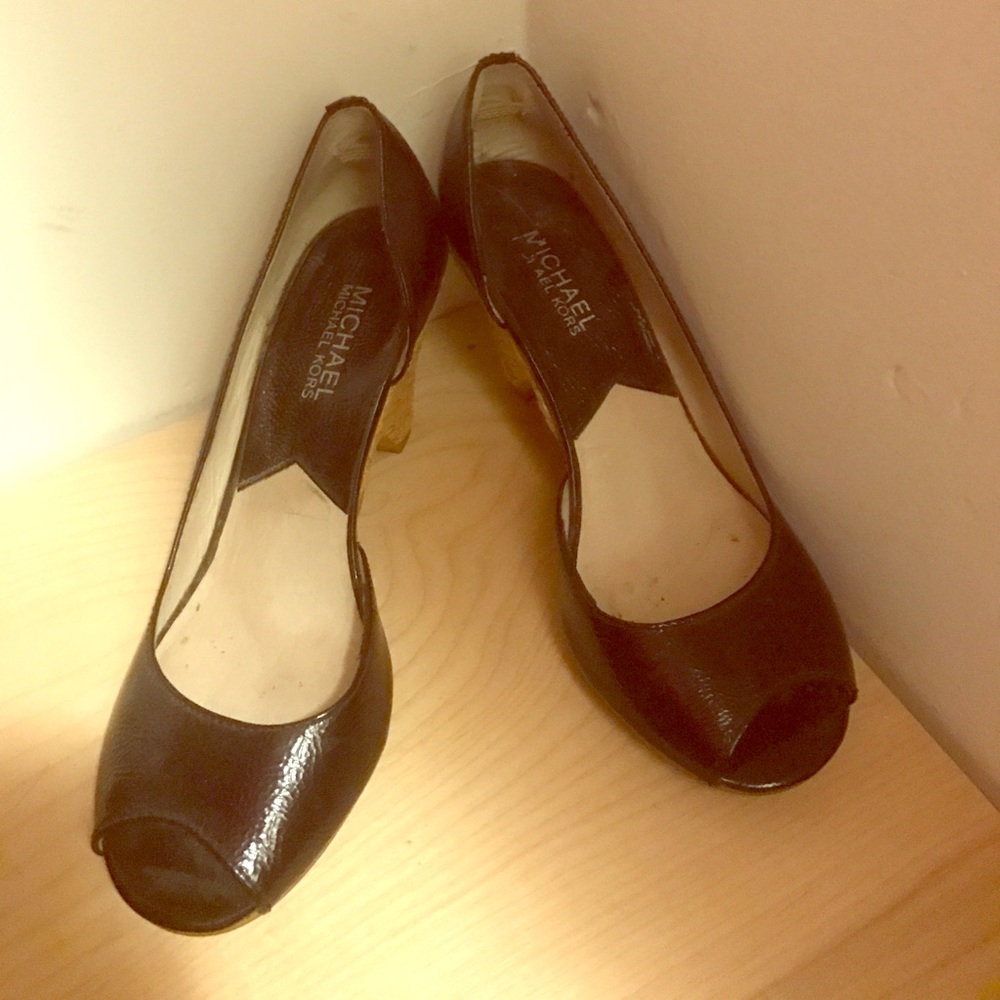 Black Michael Kors peep-toe espadrille heels