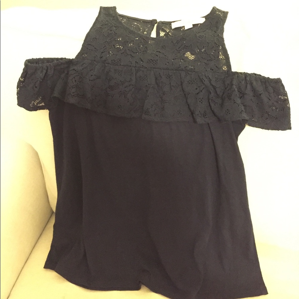 LOFT Cold Shoulder Lace Top