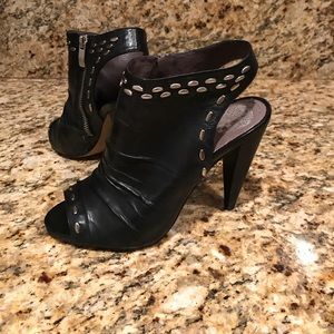 Vince Camuto black leather, studded booties.