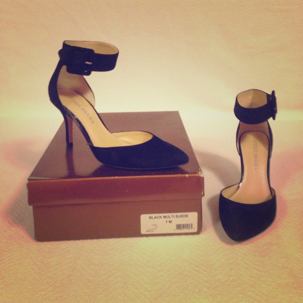 Black Suede Buckle Pump
