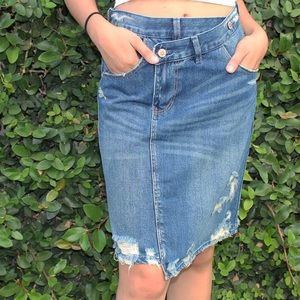 Distressed Pencil Skirt
