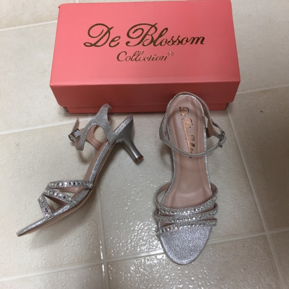 Silver strap heels