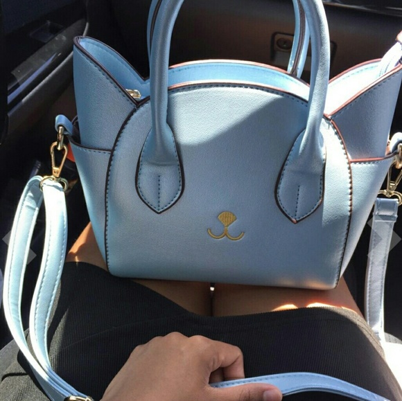 Kitten Crossbody Purse Bag Baby Blue Kawaii - Picture 7 of 8