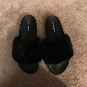 Steve Madden fur slides