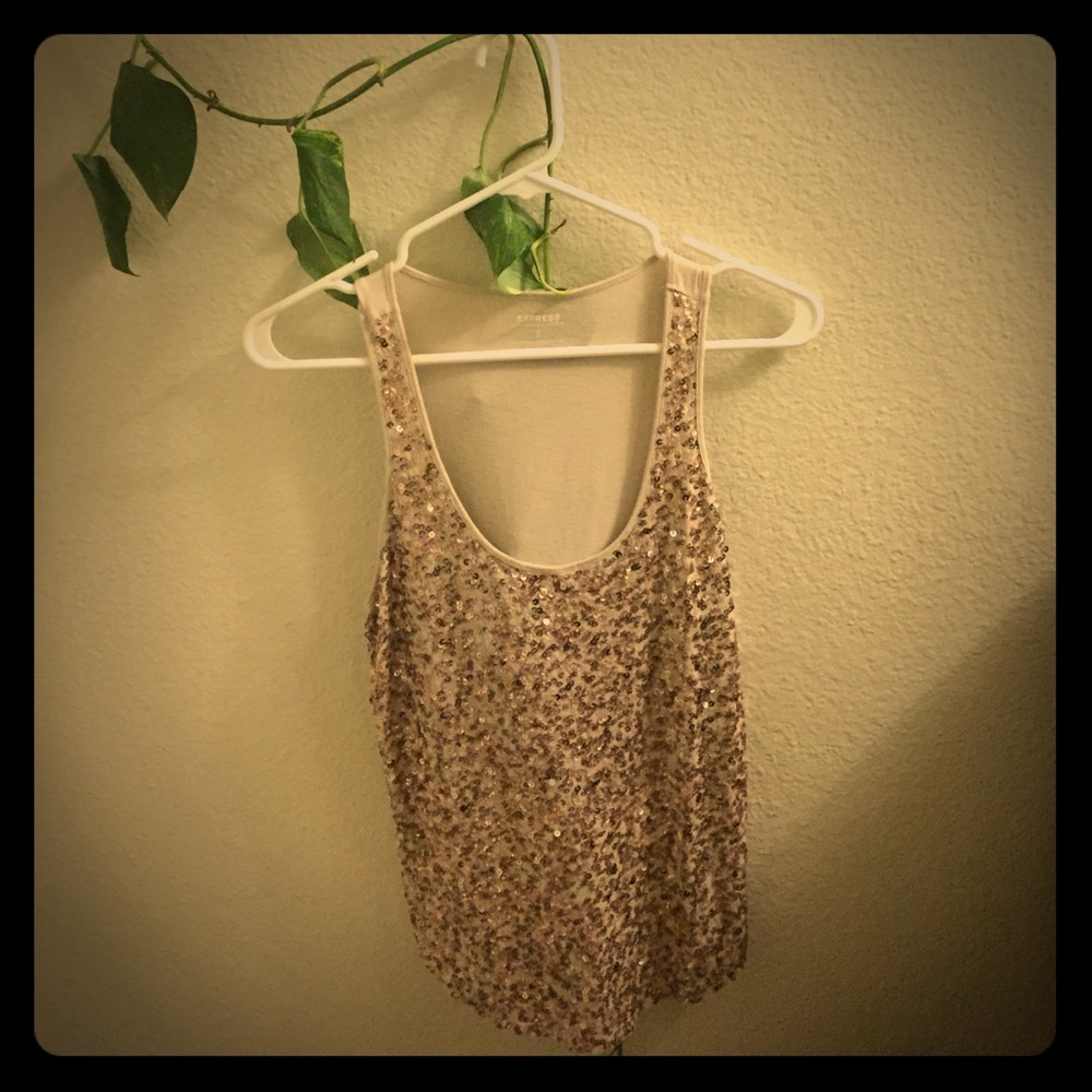 Medium Sequin tank top! Cream/beige