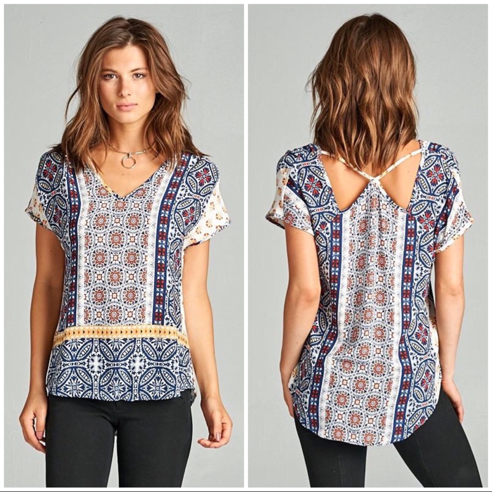 LAST ONE Cross Back V-Neck Relax Fit Top NWT