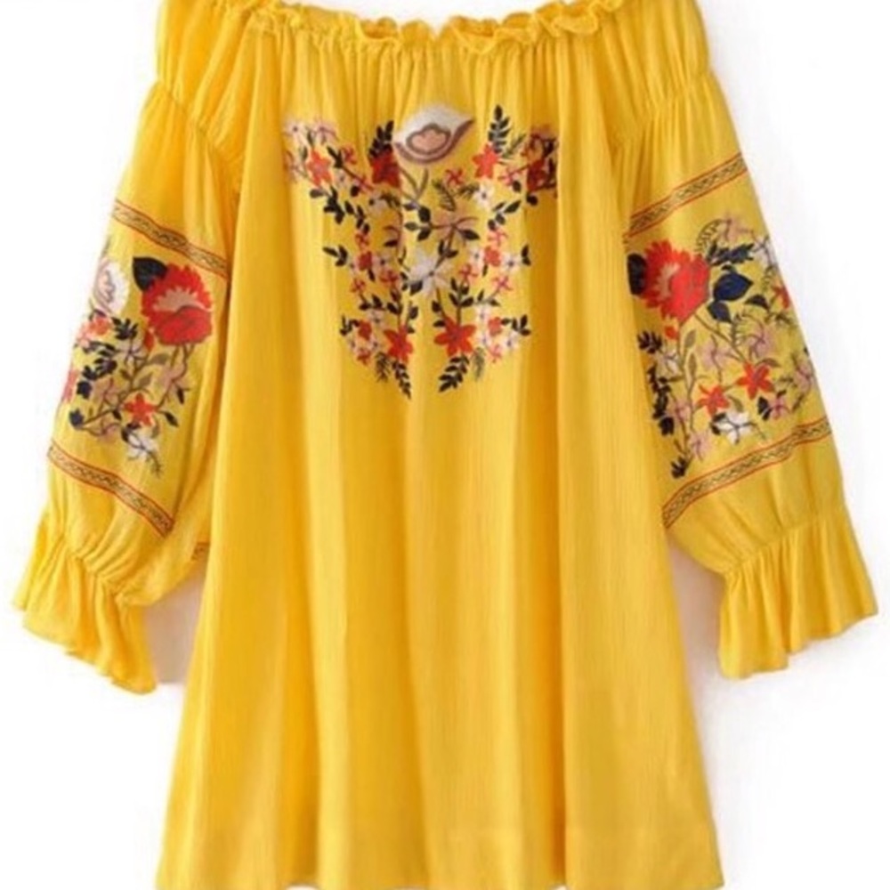 ✨LAST ONE!! Embroidered Boho Off Shoulder Dress✨ - Picture 4 of 8