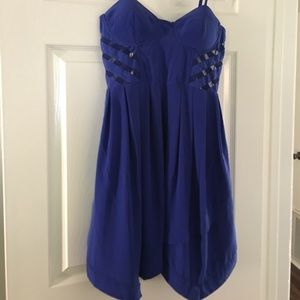 Everly blue sheer paneled dress