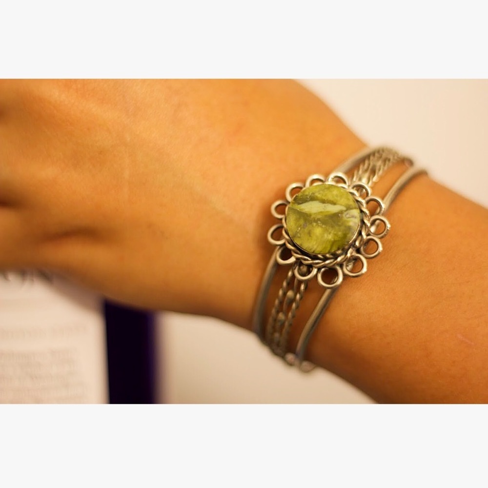 Prehnite Semi Precious Stone Bangle