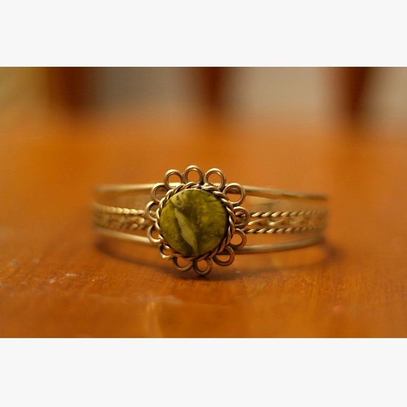 Prehnite Semi Precious Stone Bangle - Picture 3 of 3