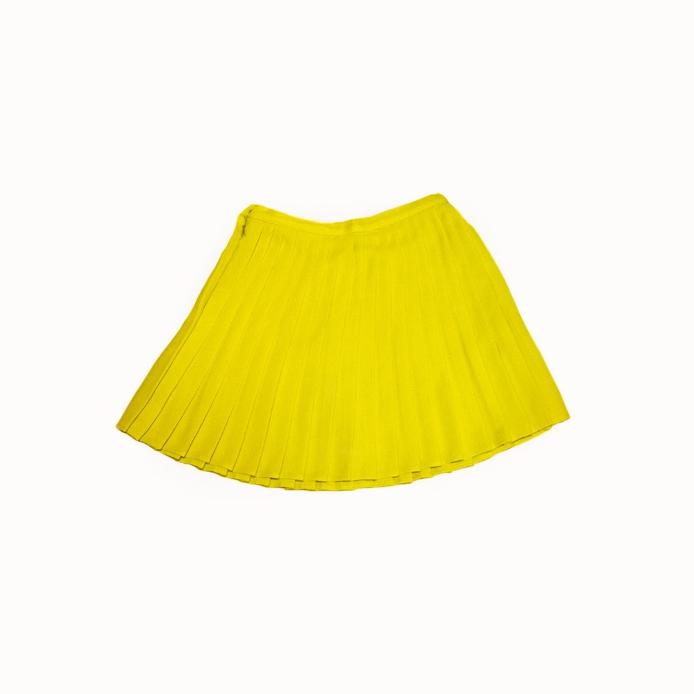 Neon green pleated skirt