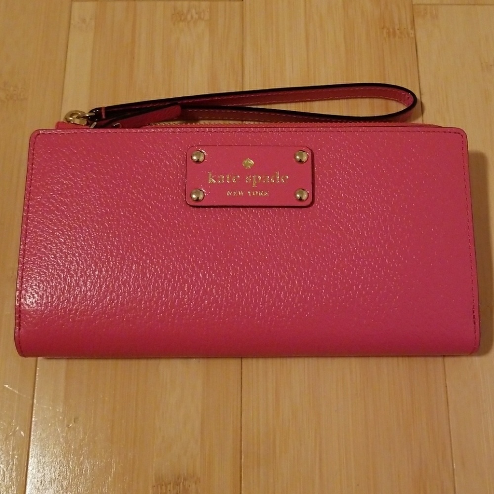 Kate Spade bright pink large wallet/wristlet