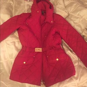 Bright red Ralph Lauren winter coat
