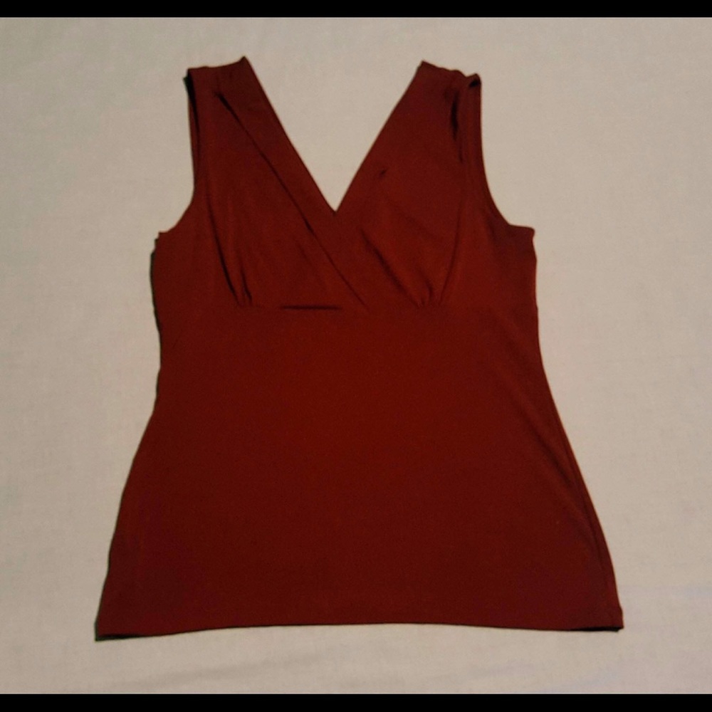 Ann Taylor Wine Red V-Neck Crossover Blouse