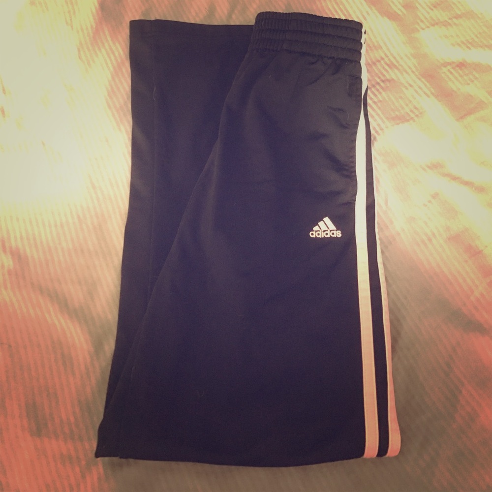 ADIDAS track pants - black with light pink stripes