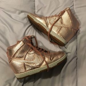 Nike Rose gold ski high dunk sneakers