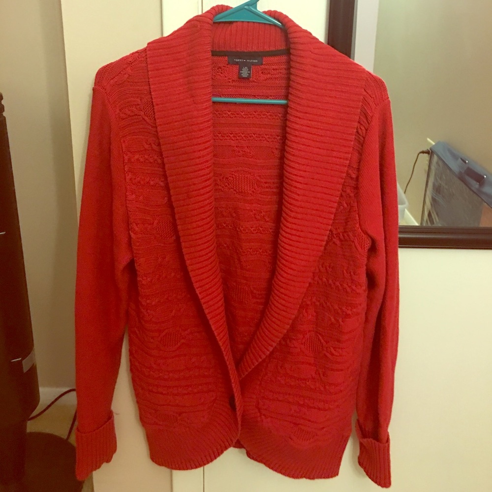 Tommy Hilfiger Red Sweater Cardigan