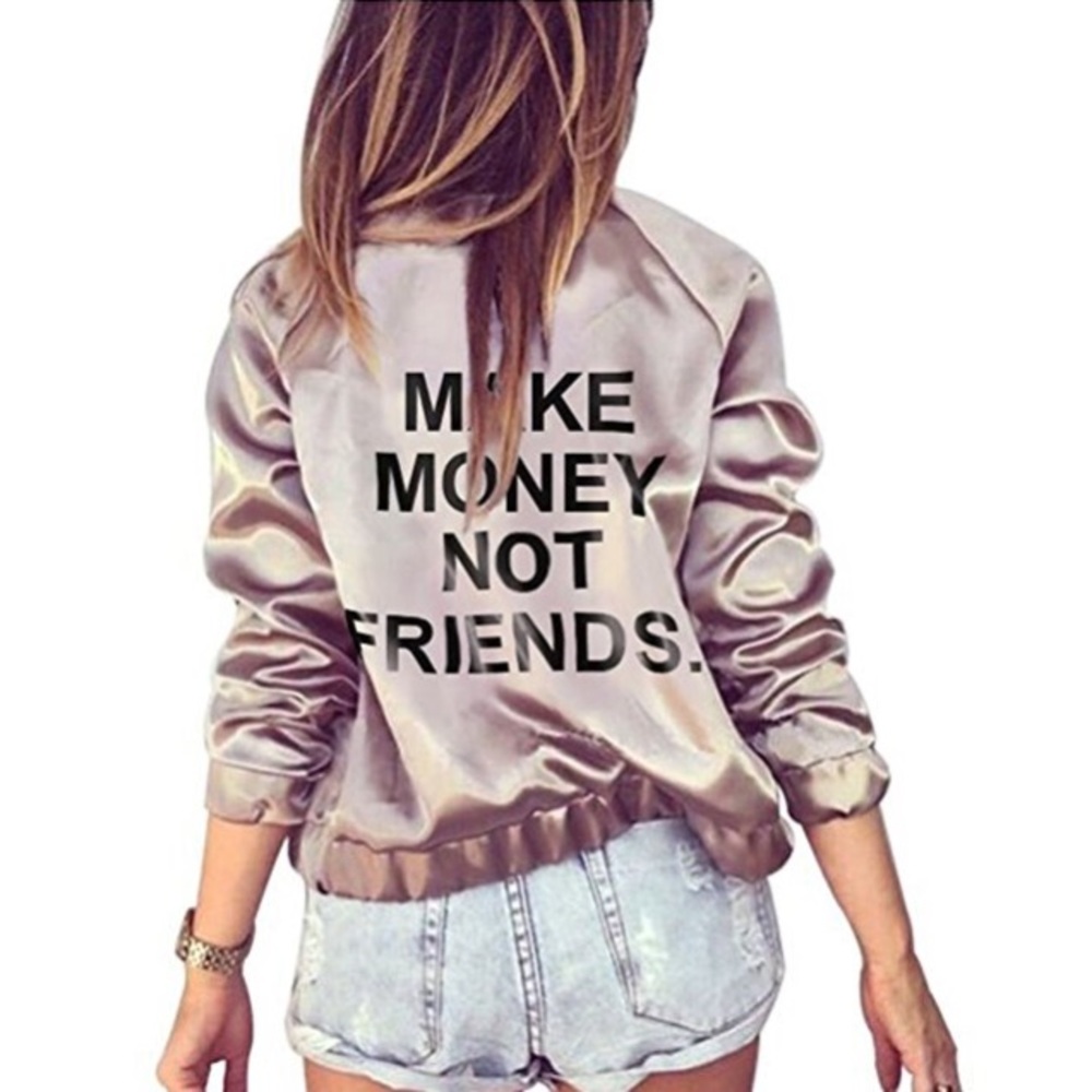 😎DOPE😎 Blush Satin Bomber Jacket