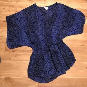 PARKER blue leopard 100% silk top