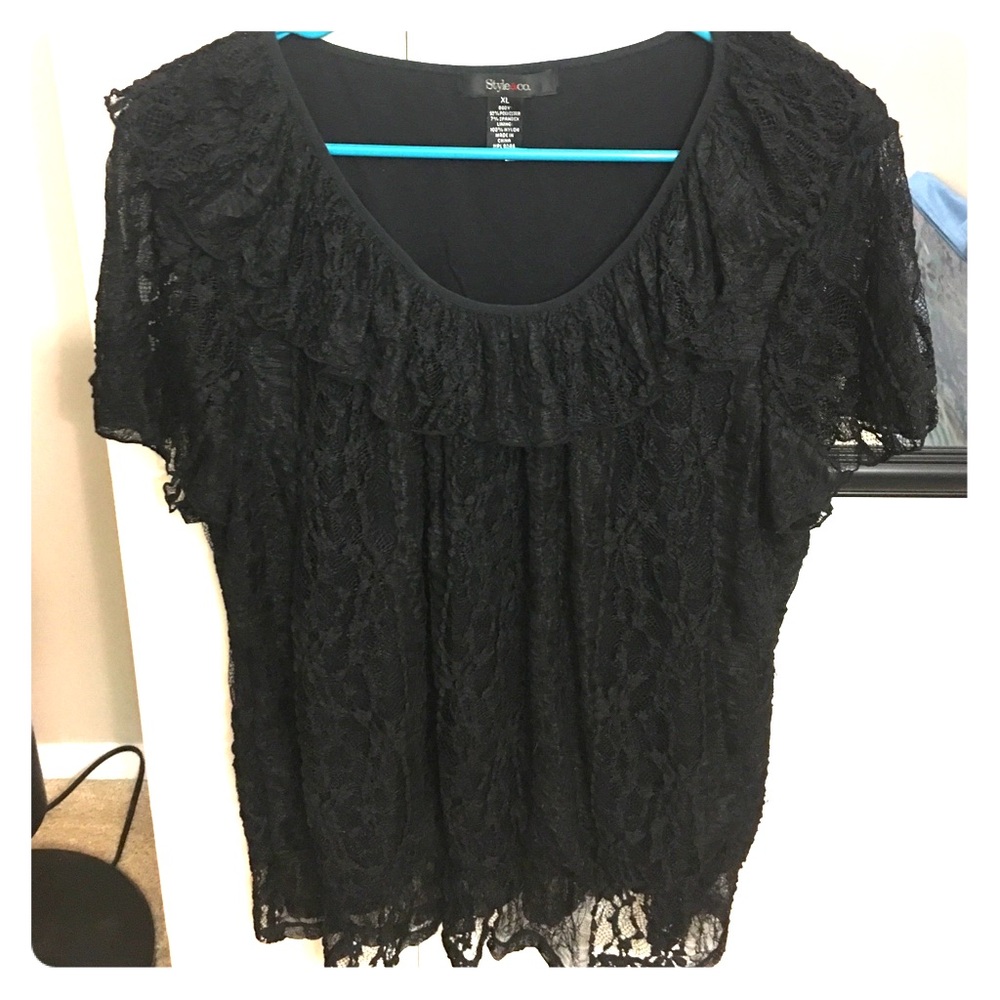 Style & Co Black Lace Blouse