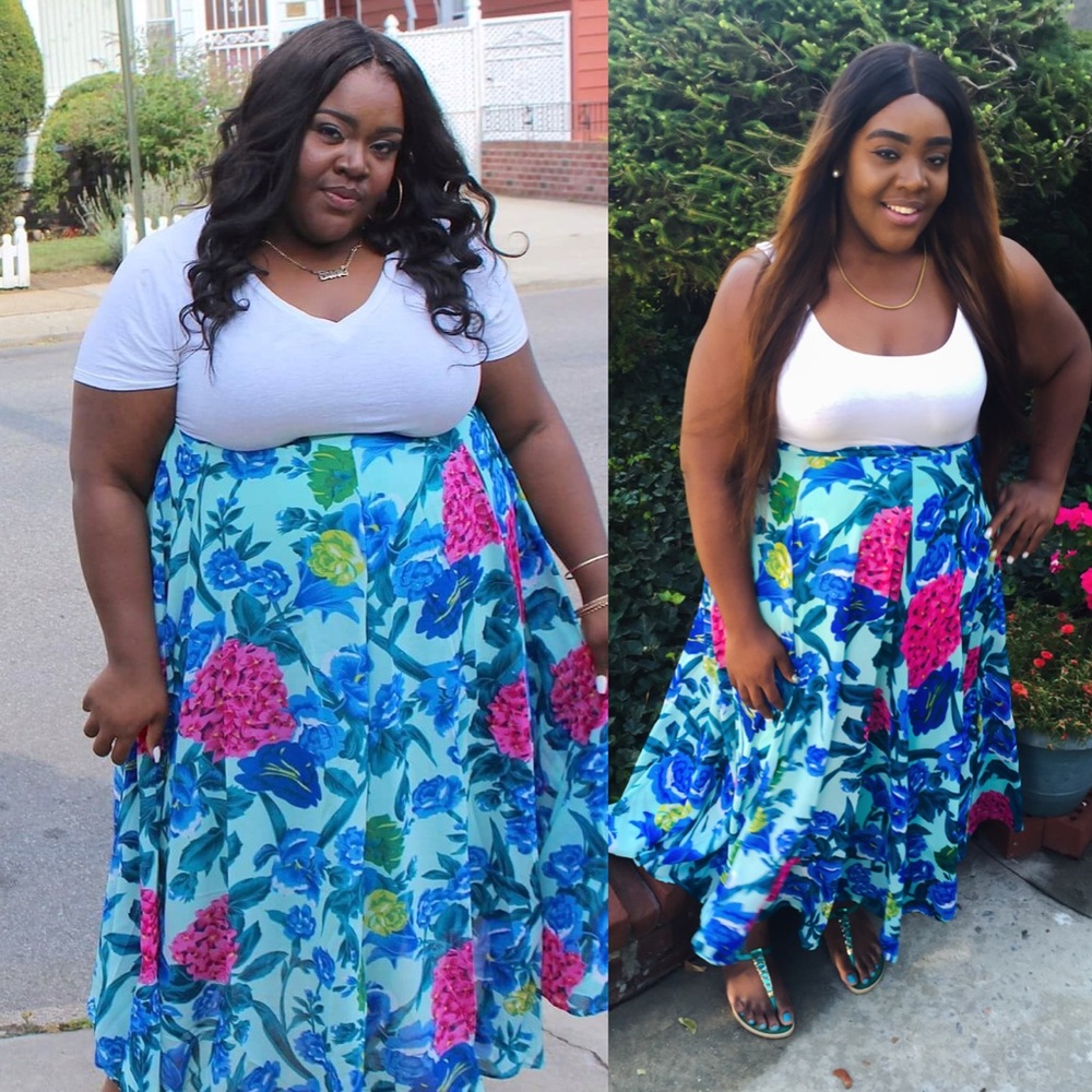 Plus size Floral print maxi skirt