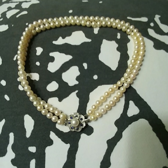Vintage Pearl and Sapphire Necklace