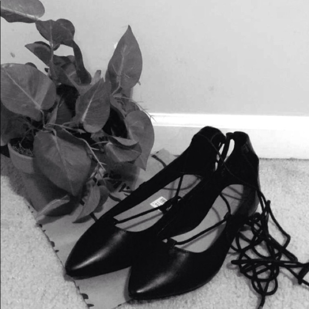 🌸LACE UP BLACK FLATS  by: BRASH™🌸
