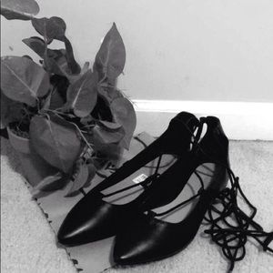 🌸LACE UP BLACK FLATS  by: BRASH™🌸