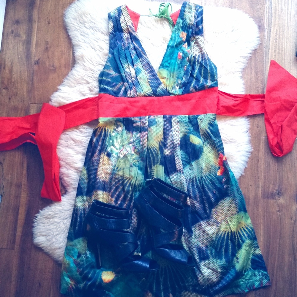 Anthropologie tropical themed dress