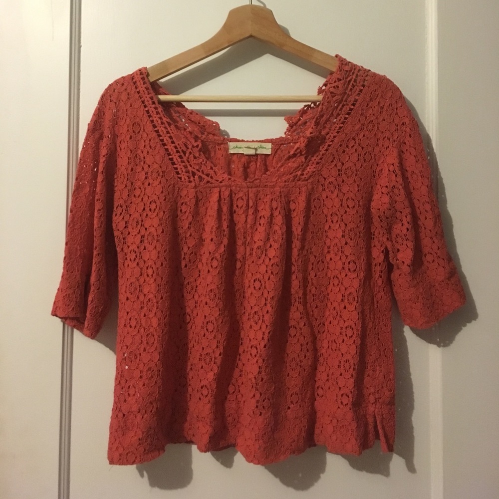 Red-orange lace top