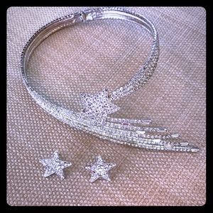 Rhinestone Star Necklace & Earrings set
