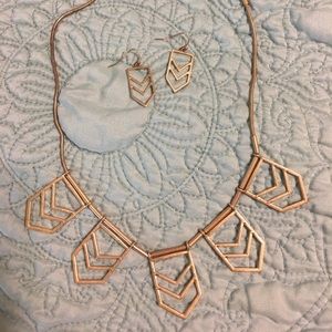 Plunder Chevron Shaped Gold necklace and earrings